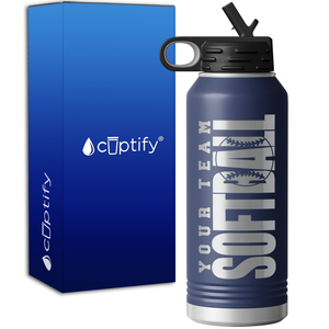 Personalized Team Softball 32oz Sport Water Bottle