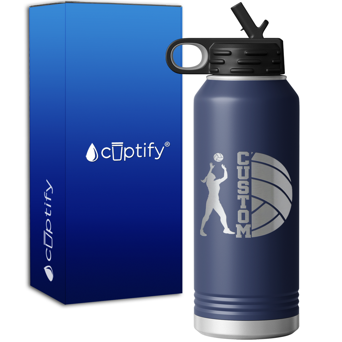 Custom Name Volleyball Player 32oz Sport Water Bottle