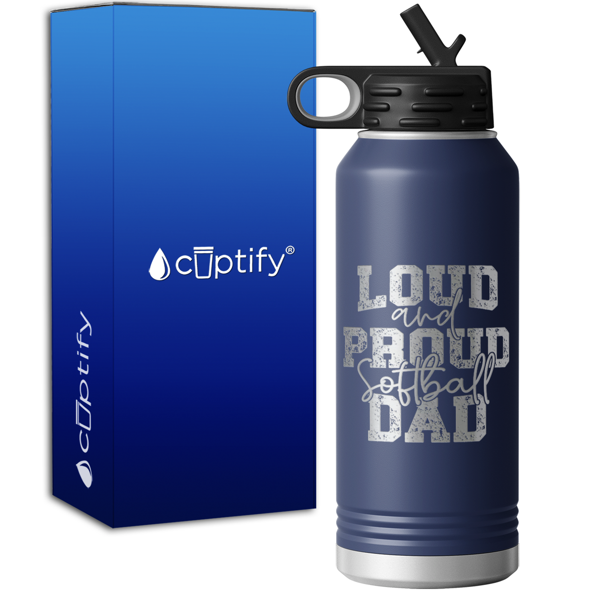Loud and Proud Softball Dad 32oz Sport Water Bottle