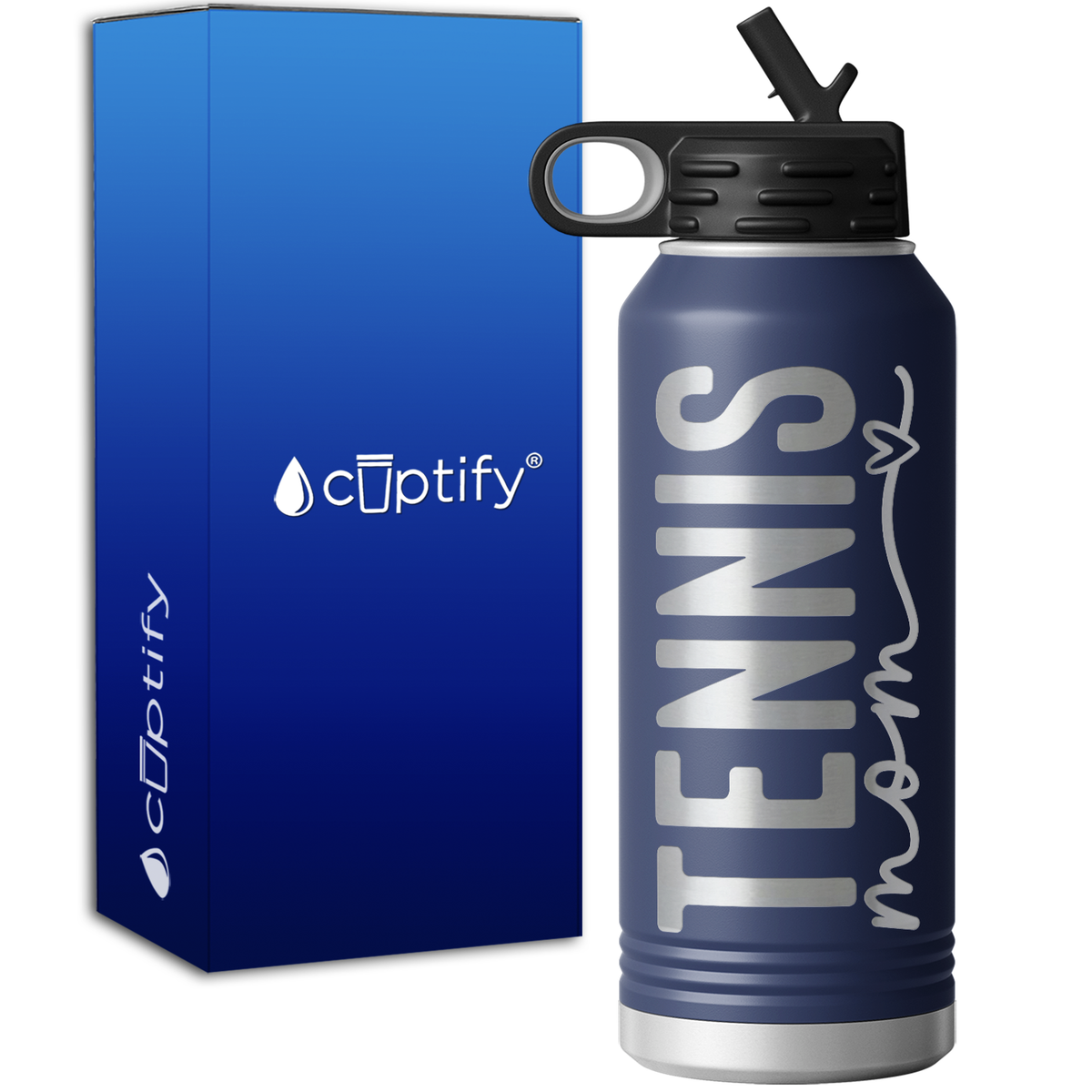 Tennis Mom Heart 32oz Sport Water Bottle