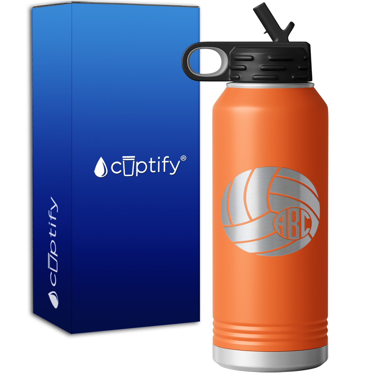 Personalized Circle Monogram Volleyball  32oz Sport Water Bottle