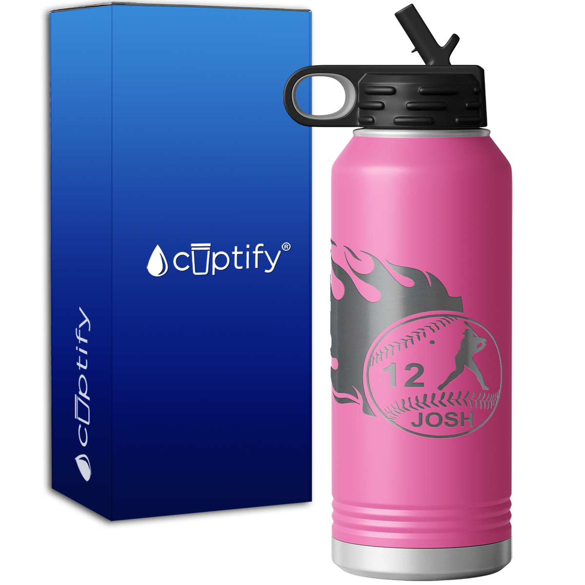 Baseball Personalized 32oz Sport Water Bottle