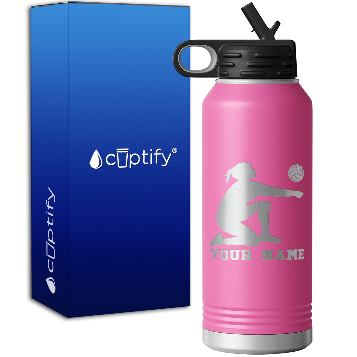 Personalized Volleyball Girl Bumping 32oz Sport Water Bottle