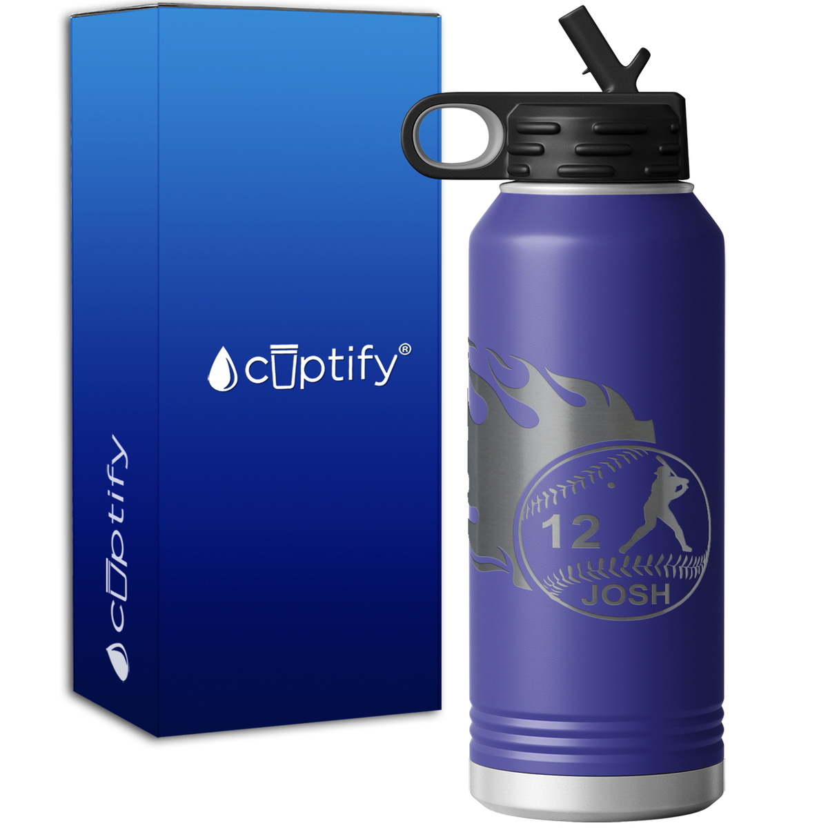 Baseball Personalized 32oz Sport Water Bottle