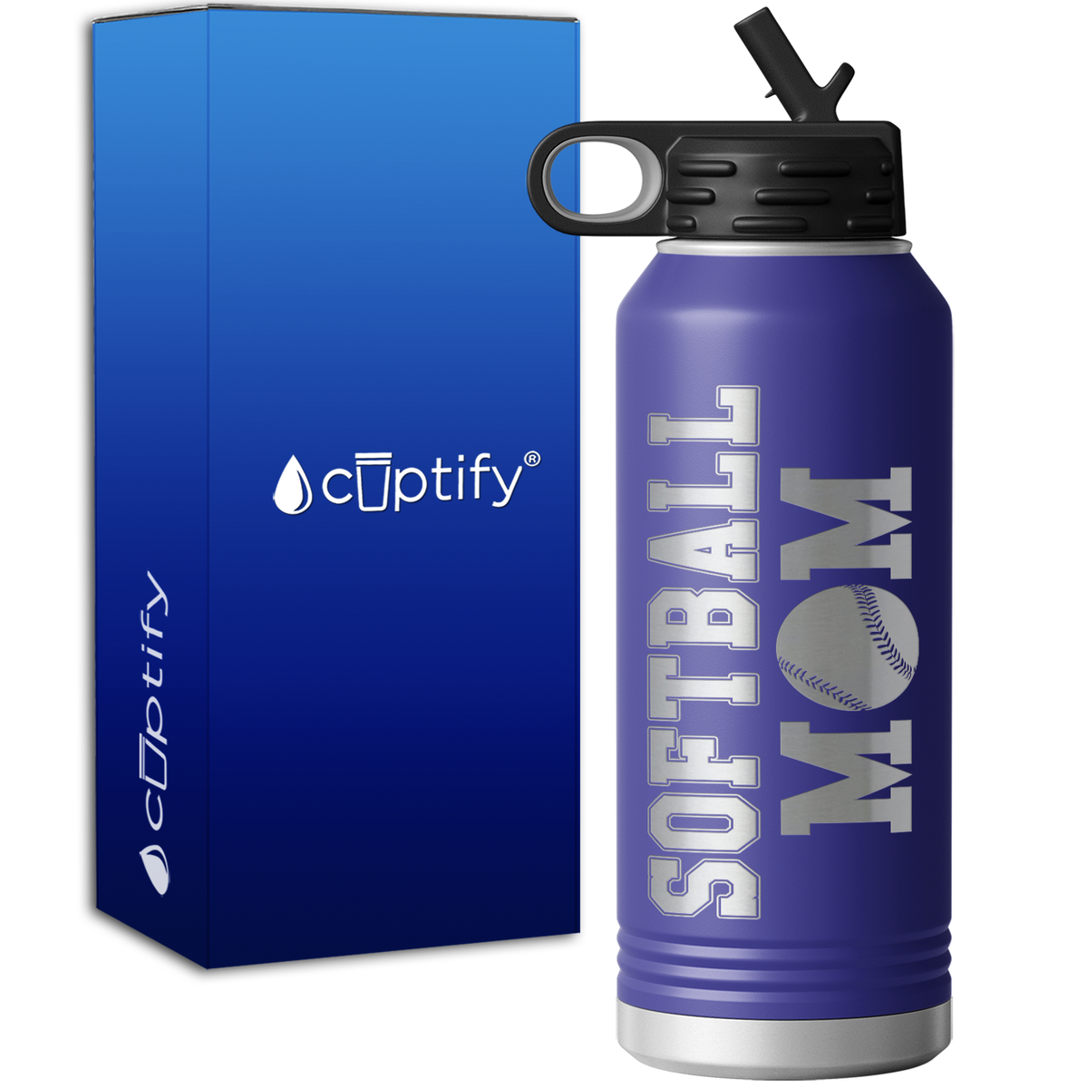 Mom Softball 32oz Sport Water Bottle