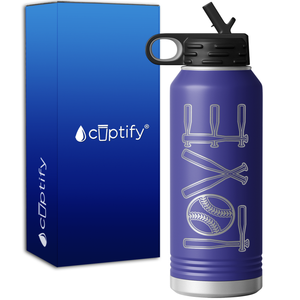 Softball Love Ball and Bats 32oz Sport Water Bottle