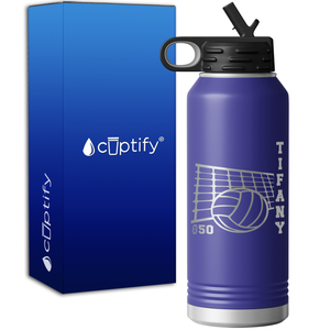 Personalized Name and Team Number Volleyball 32oz Sport Water Bottle