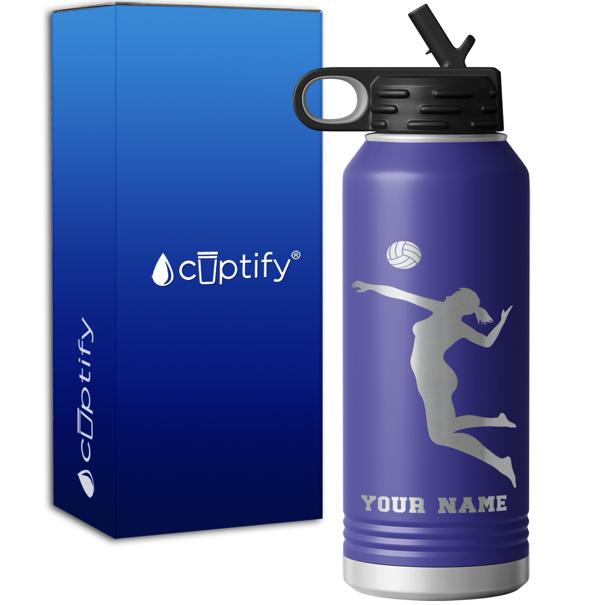 Personalized Jumping Volleyball Girl 32oz Sport Water Bottle