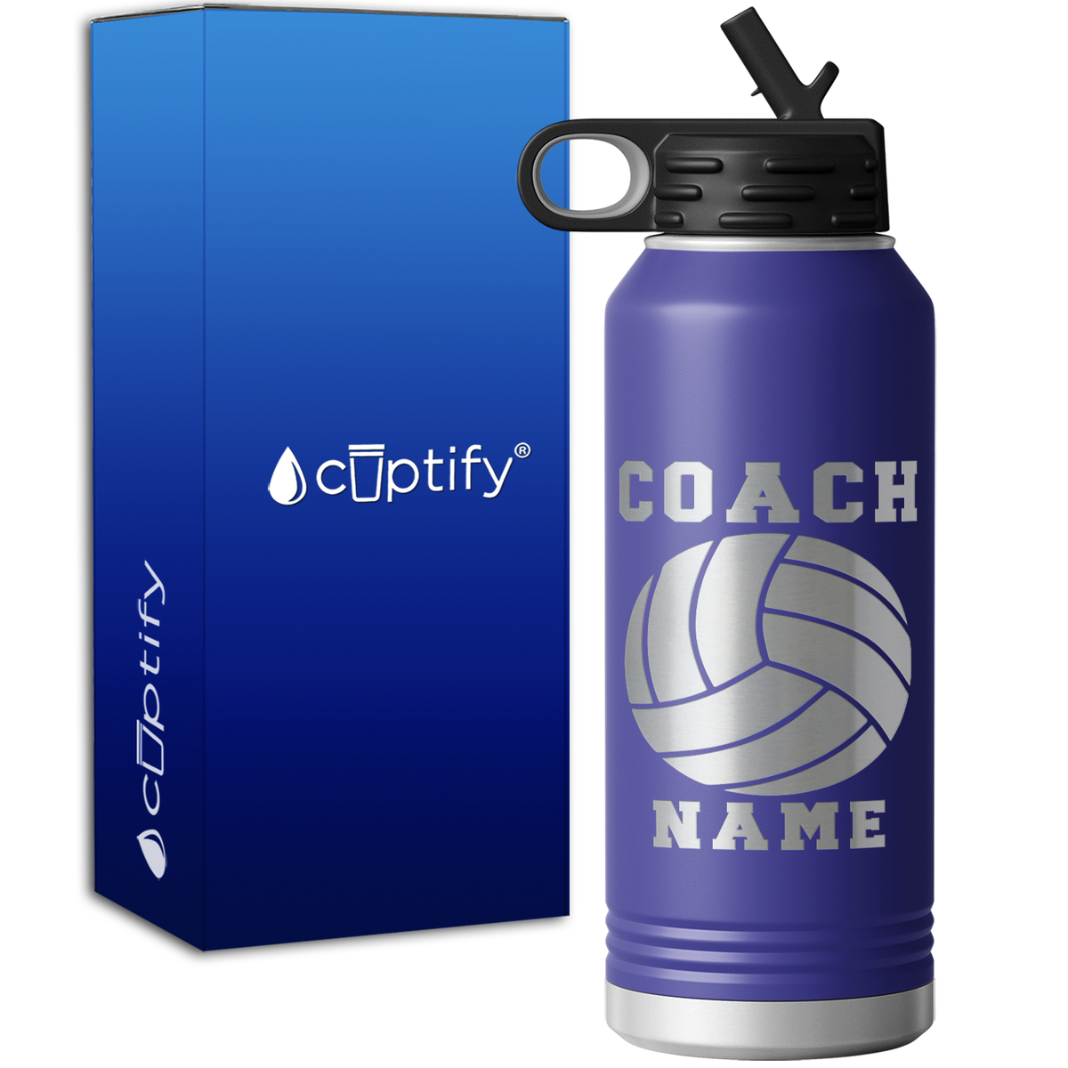 Personalized Coach Volleyball 32oz Sport Water Bottle
