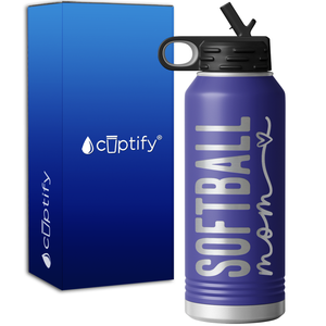 Softball Mom Heart 32oz Sport Water Bottle