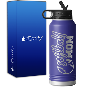 Softball Heart Mom 32oz Sport Water Bottle
