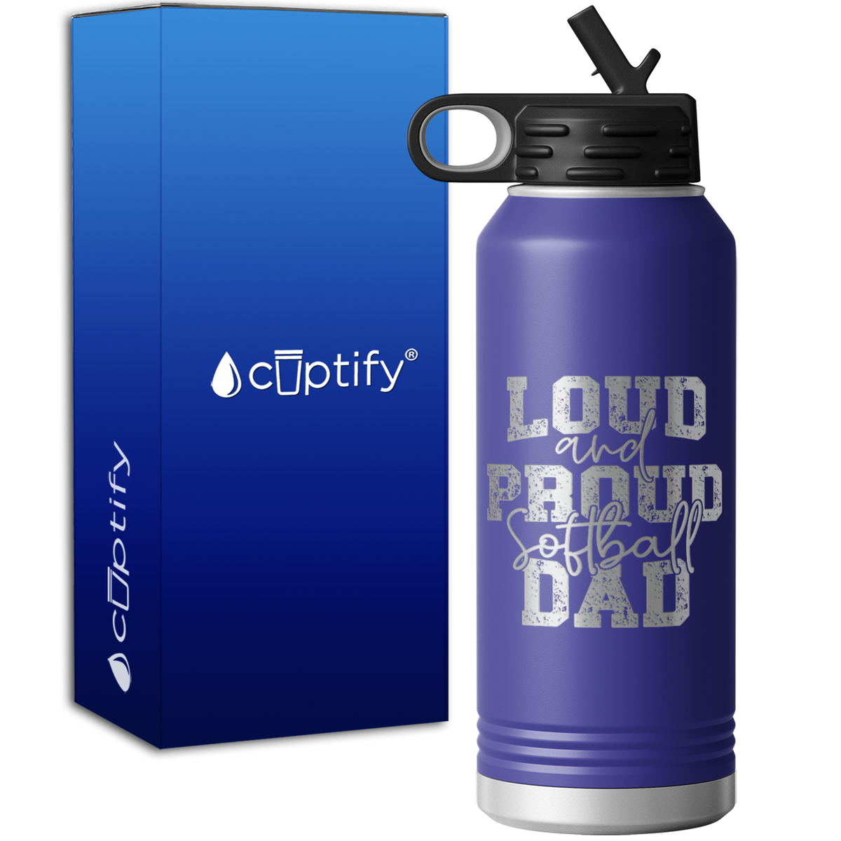 Loud and Proud Softball Dad 32oz Sport Water Bottle