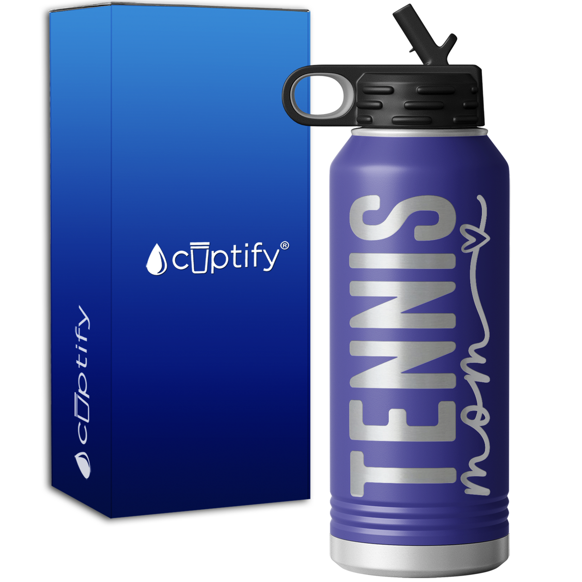 Tennis Mom Heart 32oz Sport Water Bottle