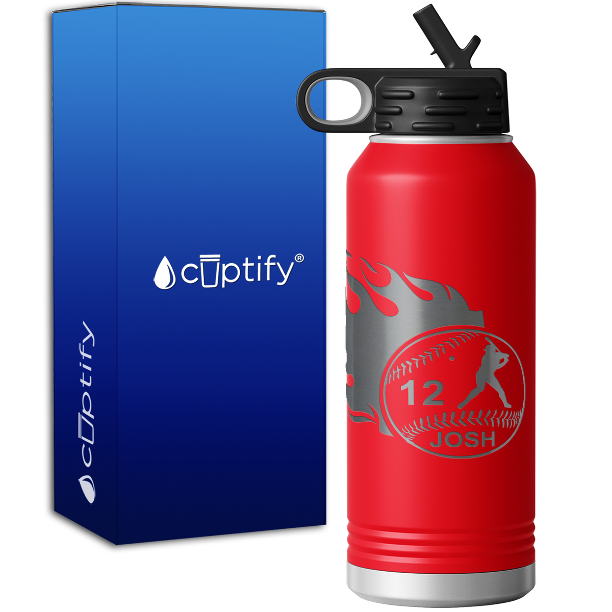 Baseball Personalized 32oz Sport Water Bottle