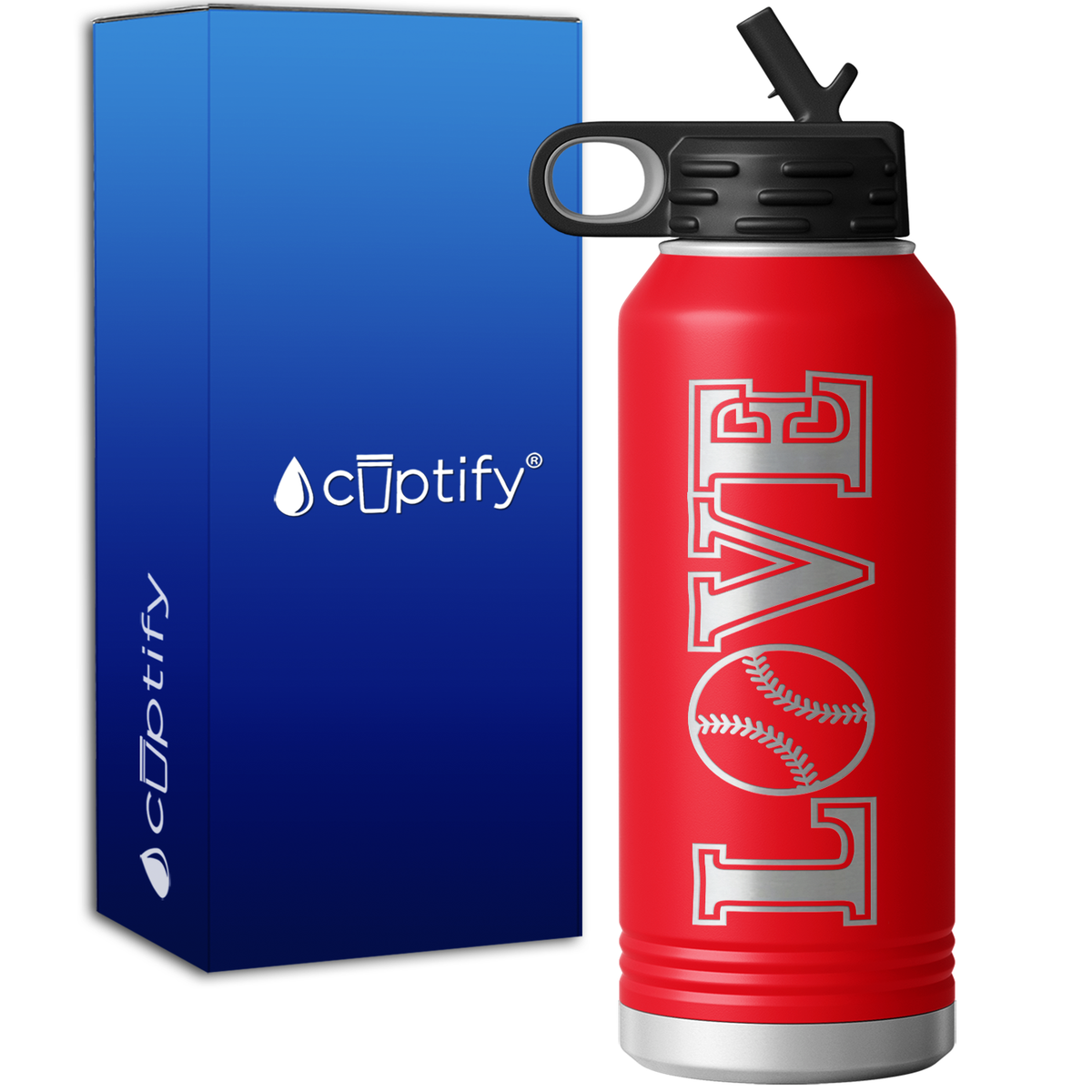 Love Softball 32oz Sport Water Bottle