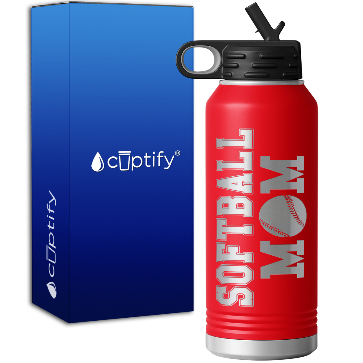 Mom Softball 32oz Sport Water Bottle