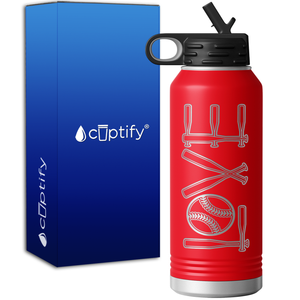 Softball Love Ball and Bats 32oz Sport Water Bottle