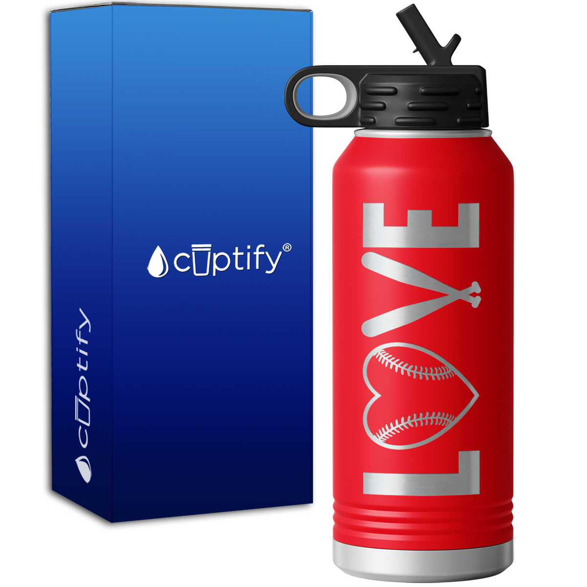 Love Baseball 32oz Sport Water Bottle