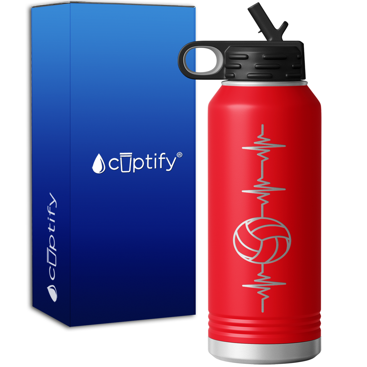 Heart Beat Pulse Volleyball 32oz Sport Water Bottle