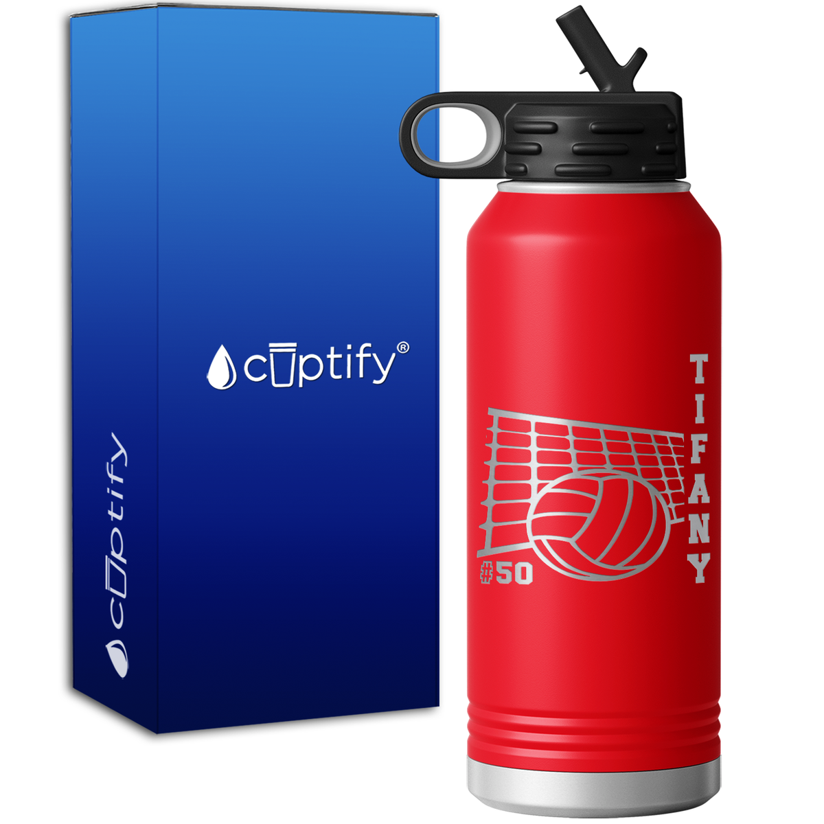 Personalized Name and Team Number Volleyball 32oz Sport Water Bottle