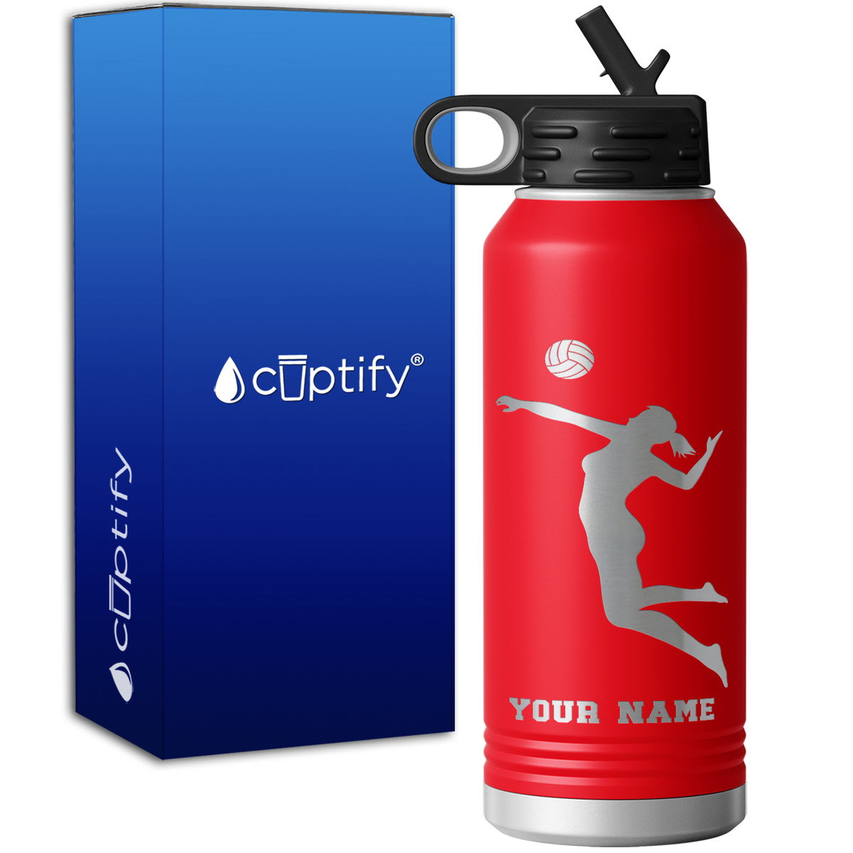 Personalized Jumping Volleyball Girl 32oz Sport Water Bottle