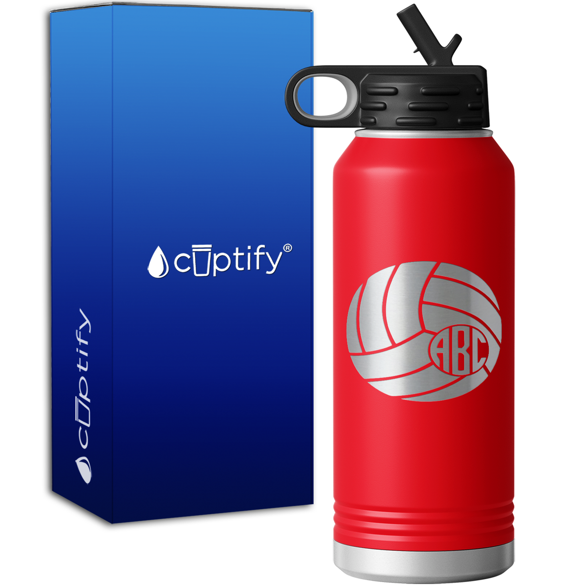 Personalized Circle Monogram Volleyball  32oz Sport Water Bottle