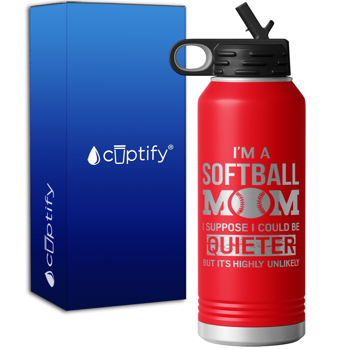 I'm a Softball Mom I Suppose I Could be Quieter 32oz Sport Water Bottle