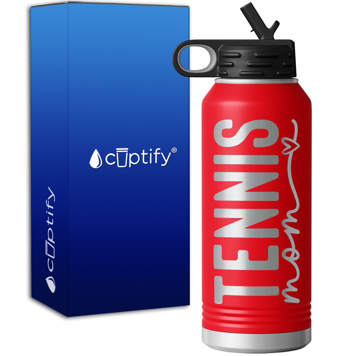 Tennis Mom Heart 32oz Sport Water Bottle