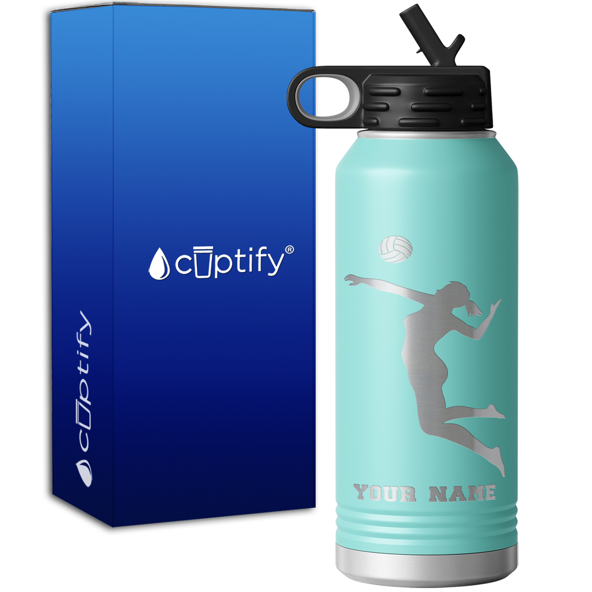 Personalized Jumping Volleyball Girl 32oz Sport Water Bottle