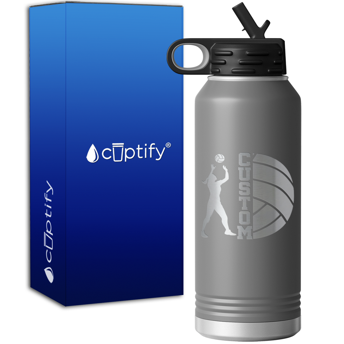 Custom Name Volleyball Player 32oz Sport Water Bottle