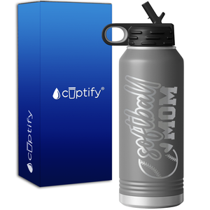 Softball Heart Mom 32oz Sport Water Bottle