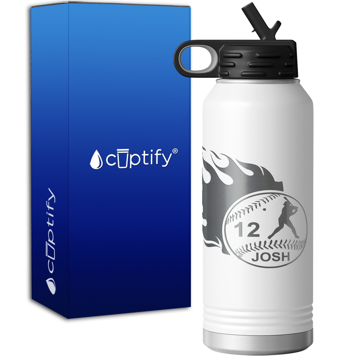 Baseball Personalized 32oz Sport Water Bottle