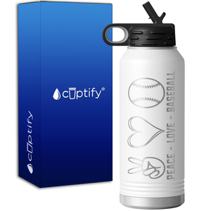 Peace Love Baseball 32oz Sport Water Bottle