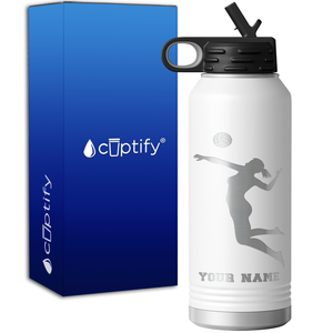 Personalized Jumping Volleyball Girl 32oz Sport Water Bottle
