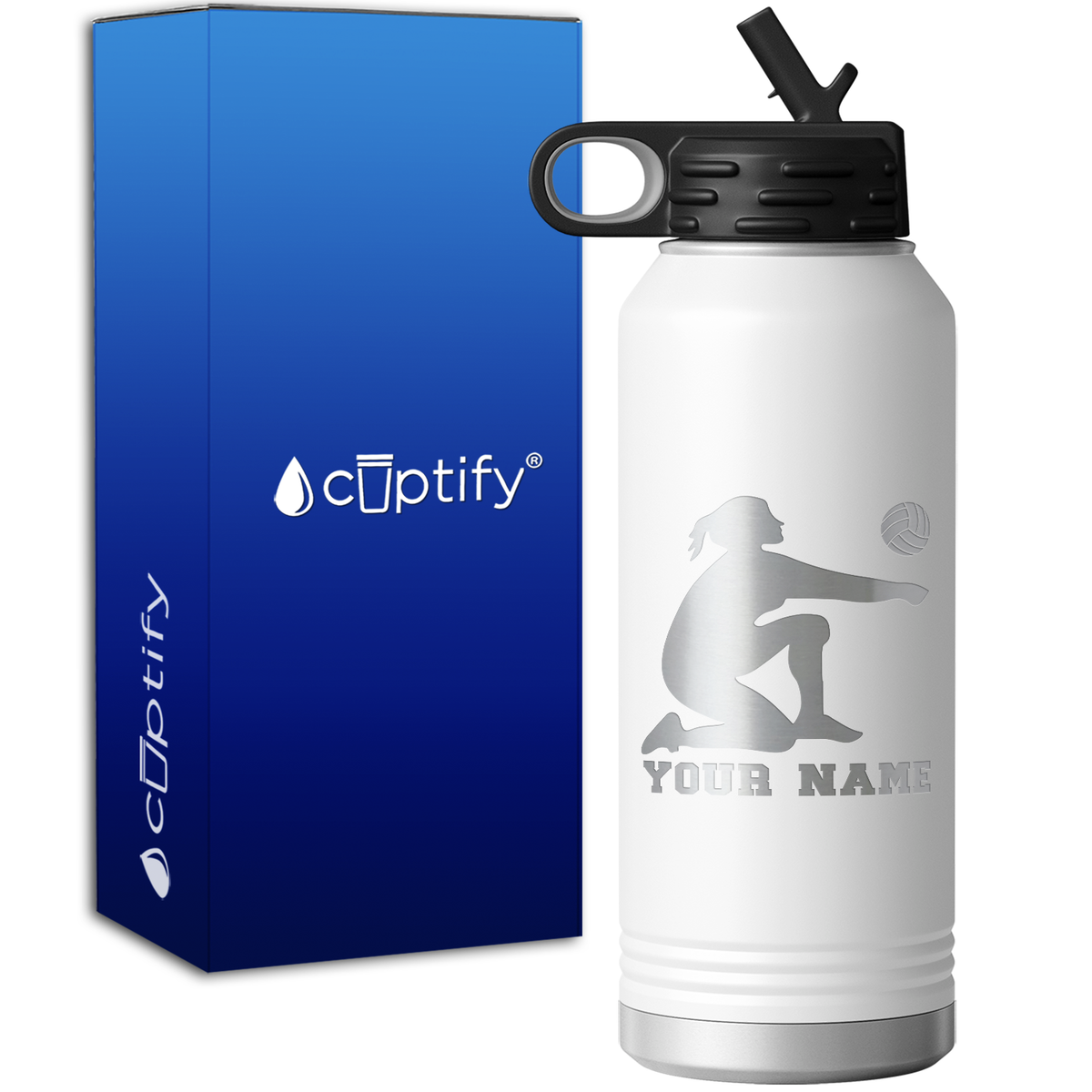 Personalized Volleyball Girl Bumping 32oz Sport Water Bottle