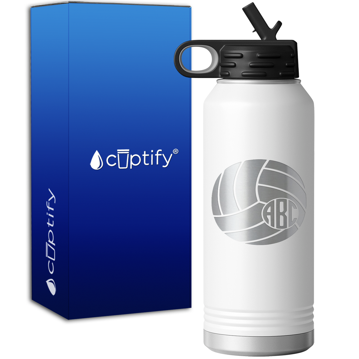 Personalized Circle Monogram Volleyball  32oz Sport Water Bottle