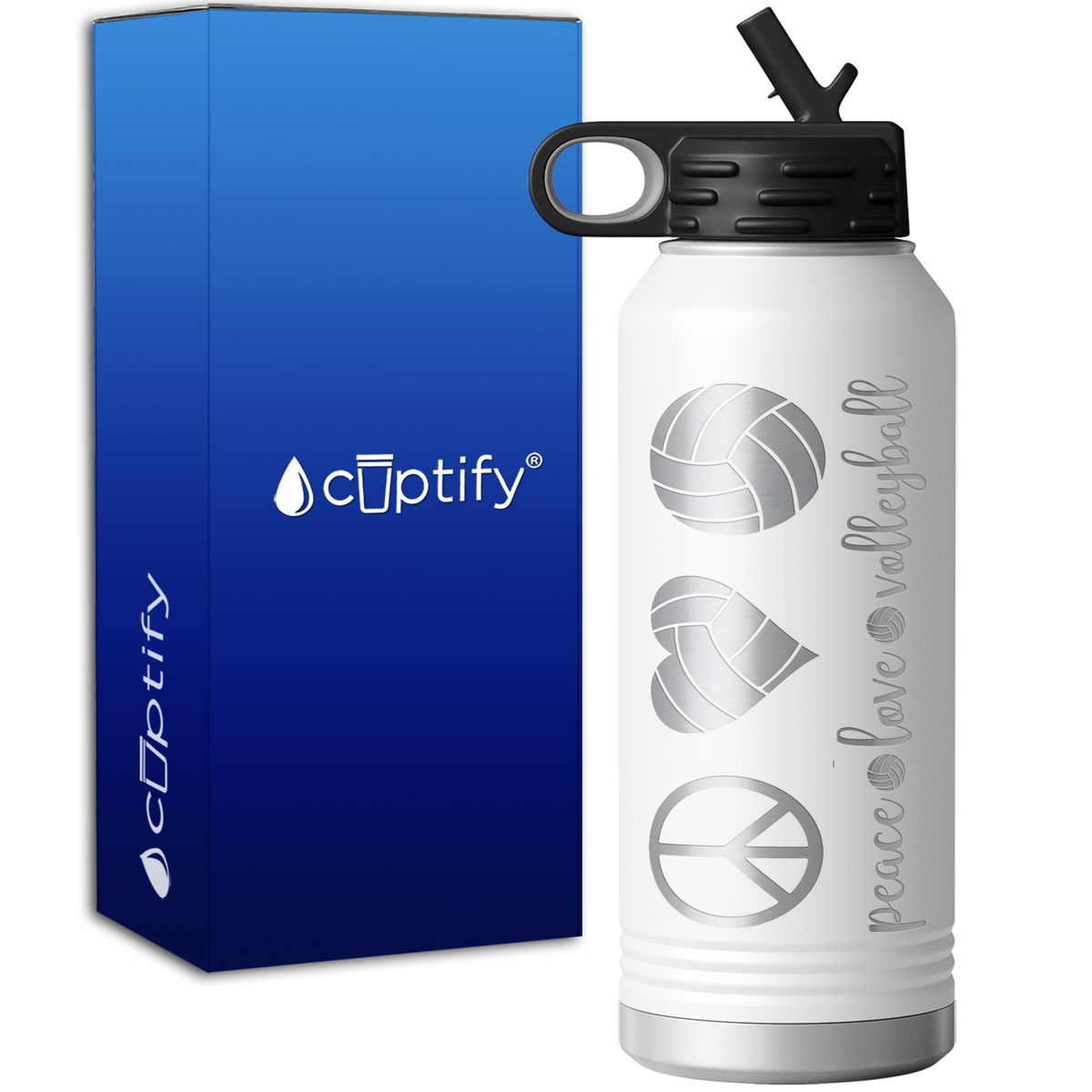 Peace Love Volleyball 32oz Sport Water Bottle