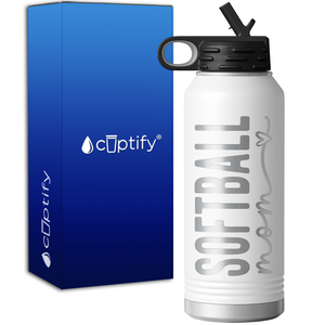 Softball Mom Heart 32oz Sport Water Bottle