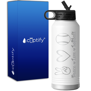 Peace Love Softball 32oz Sport Water Bottle