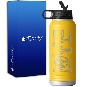Softball Love Ball and Bats 32oz Sport Water Bottle