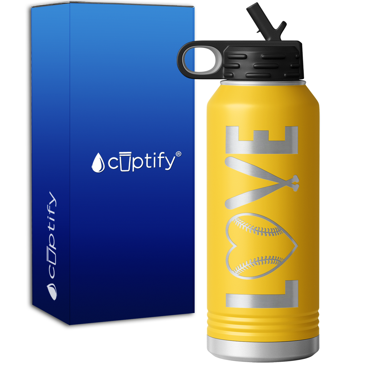 Love Baseball 32oz Sport Water Bottle