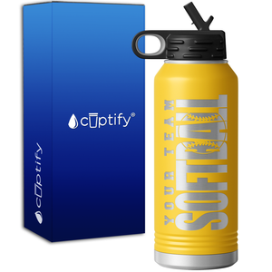 Personalized Team Softball 32oz Sport Water Bottle