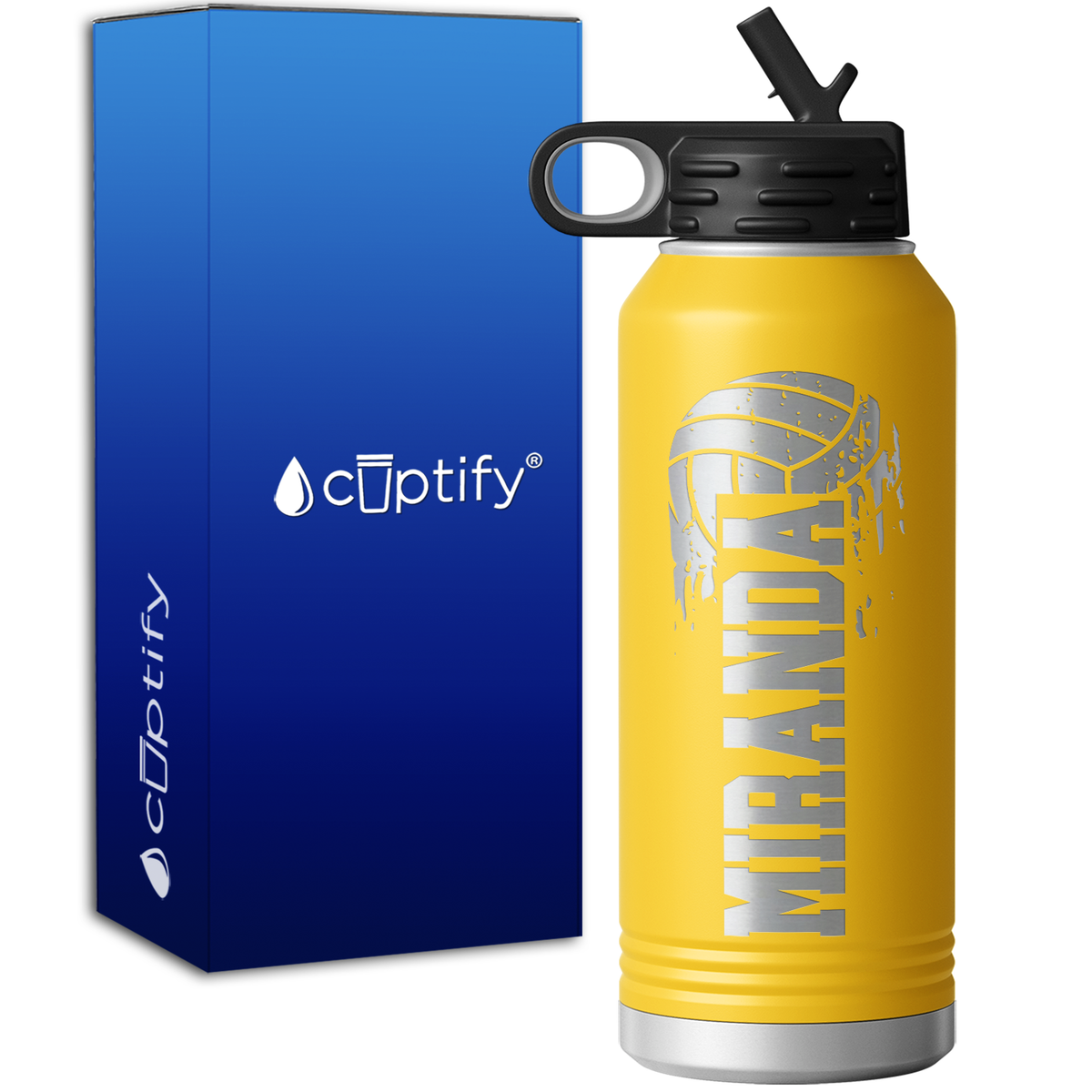 Personalized Flying Volleyball 32oz Sport Water Bottle