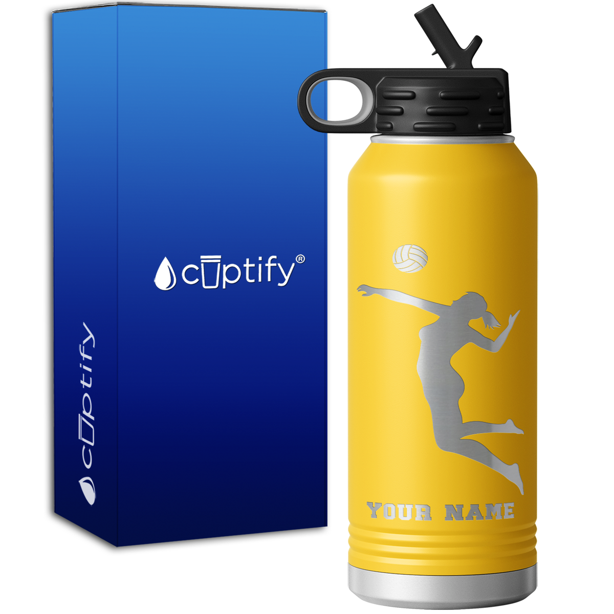 Personalized Jumping Volleyball Girl 32oz Sport Water Bottle