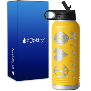 Peace Love Volleyball 32oz Sport Water Bottle