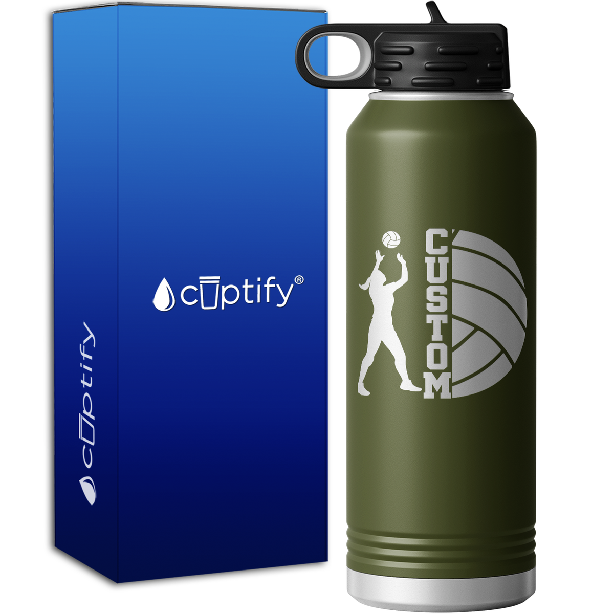 Custom Name Volleyball Player 40oz Sport Water Bottle