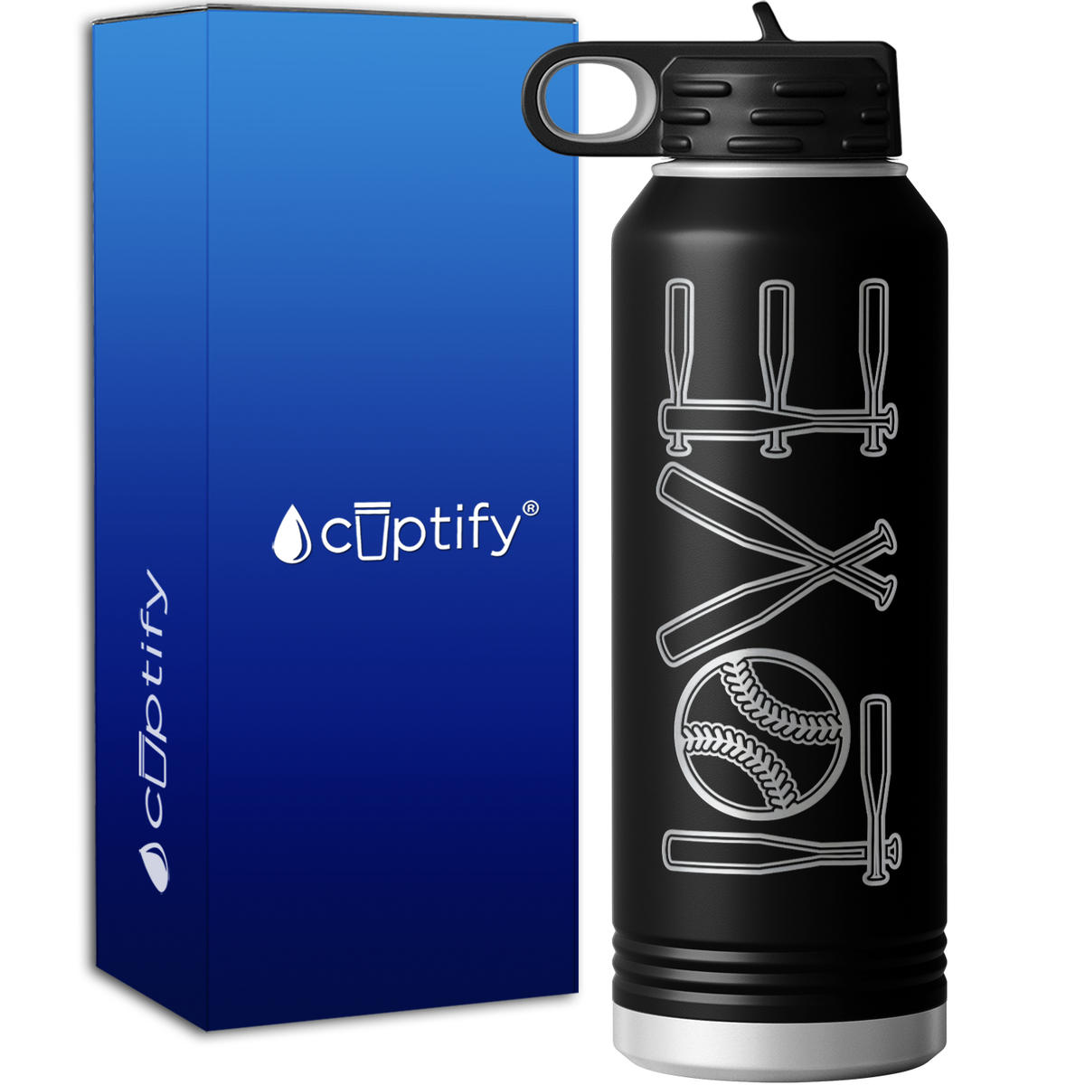 Softball Love Ball and Bats 40oz Sport Water Bottle
