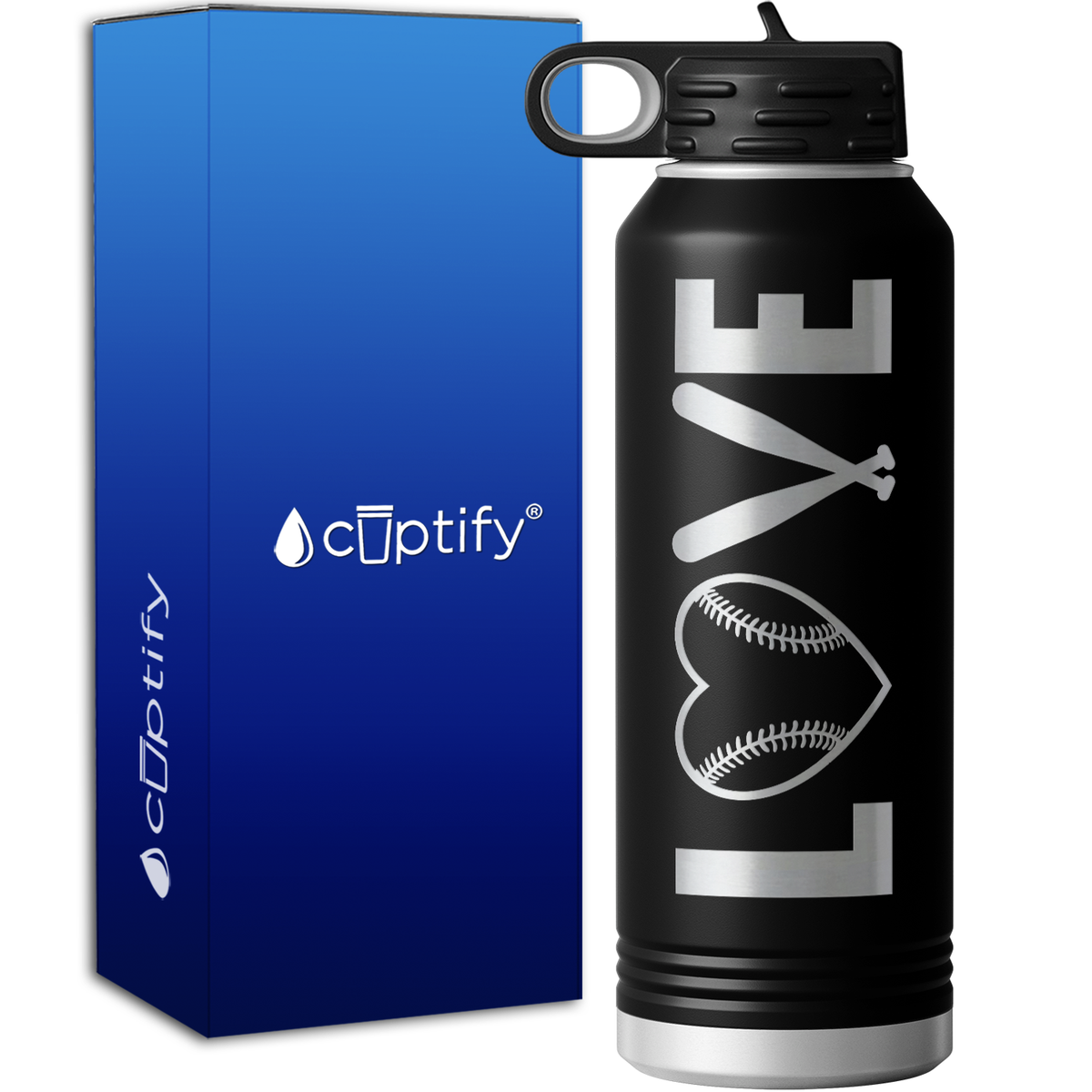 Love Baseball 40oz Sport Water Bottle