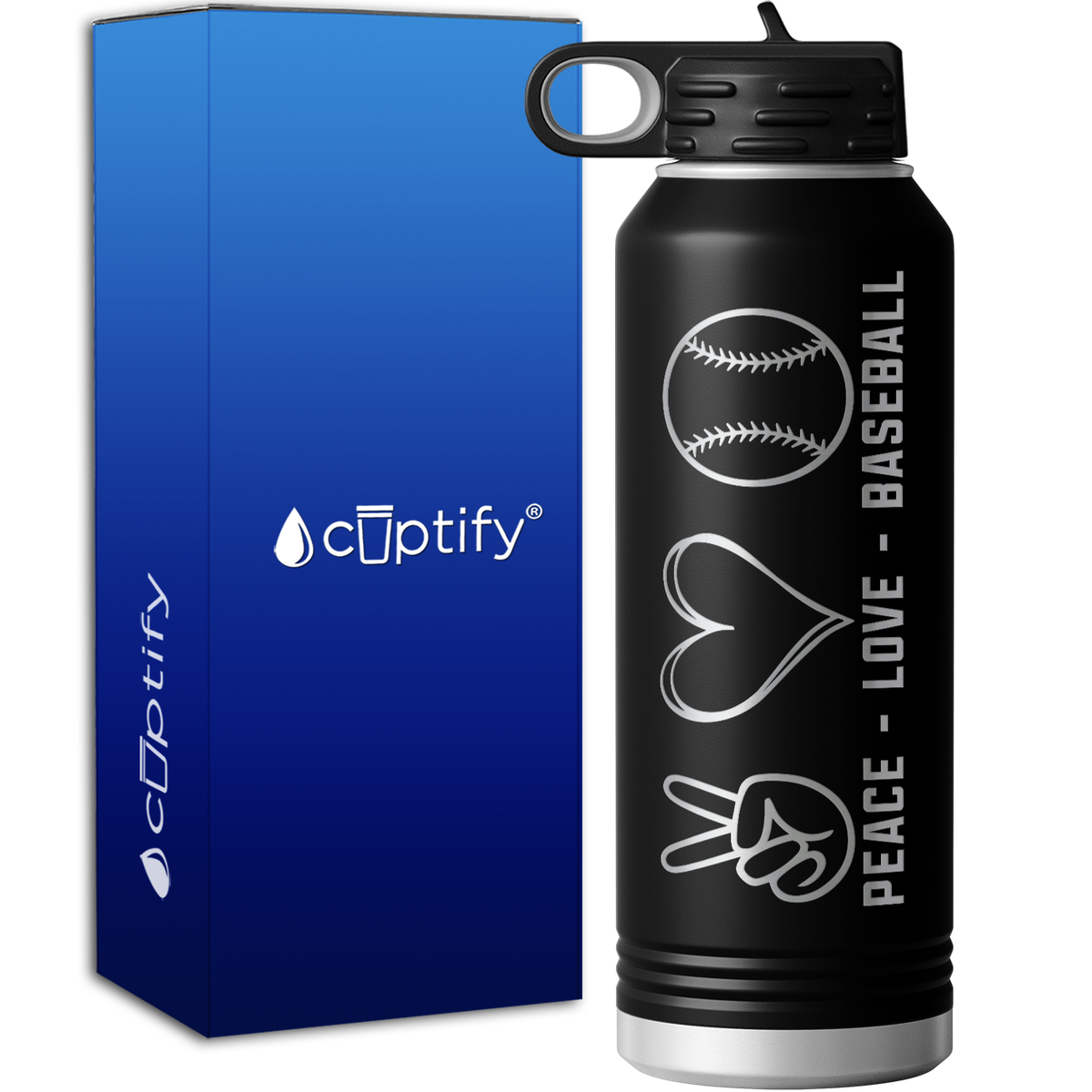 Peace Love Baseball 40oz Sport Water Bottle