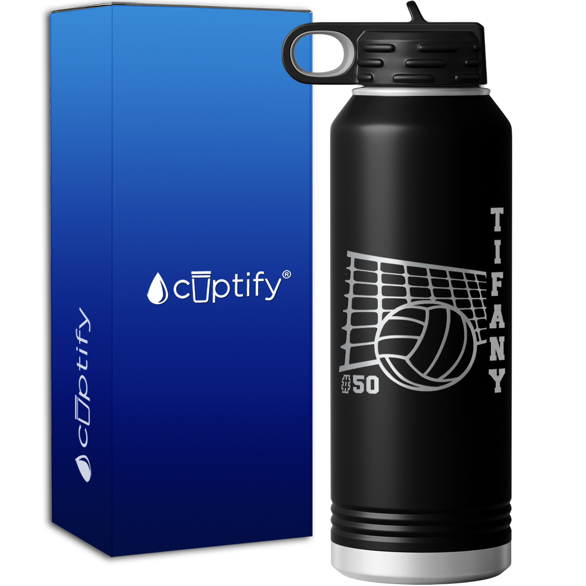 Personalized Name and Team Number Volleyball 40oz Sport Water Bottle